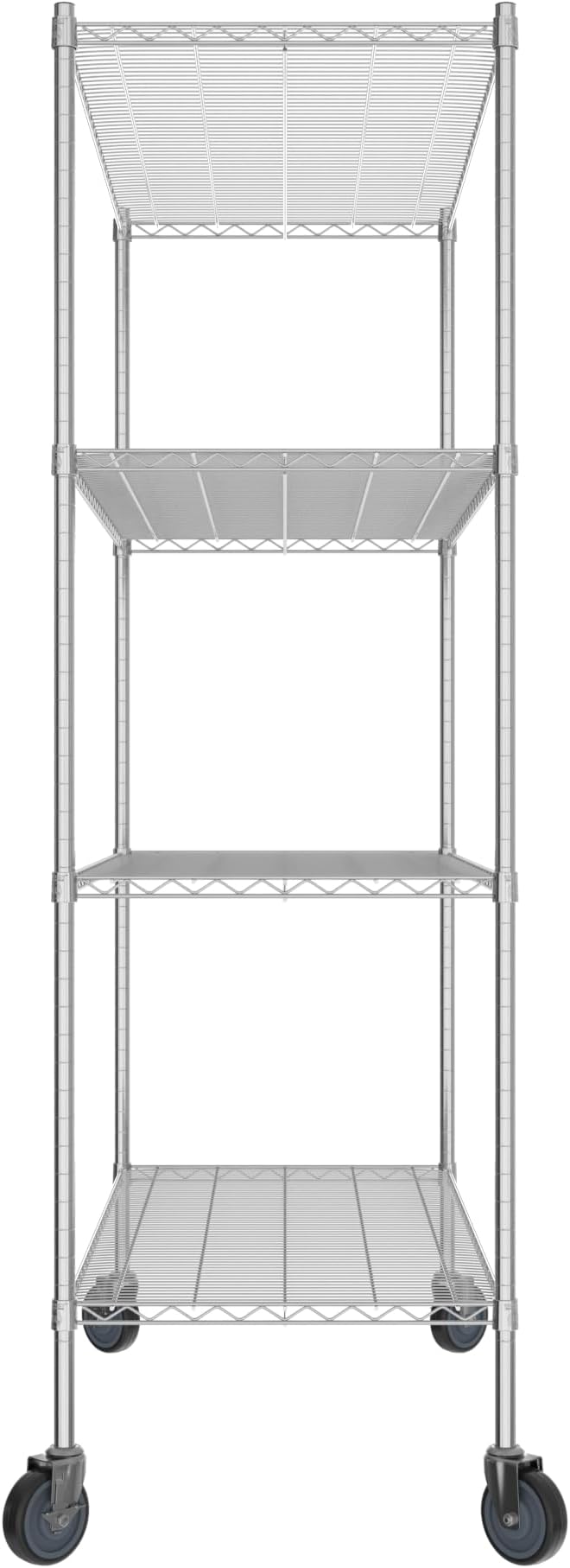 Commercial NSF Listed Chrome Mobile Wire Shelving Kit 24" x 54" x 80", with 4 Shelves Perfect for Warehouse, Walk-in Refrigerator, Freezer, Grocery Store, Restaurant, Dishroom
