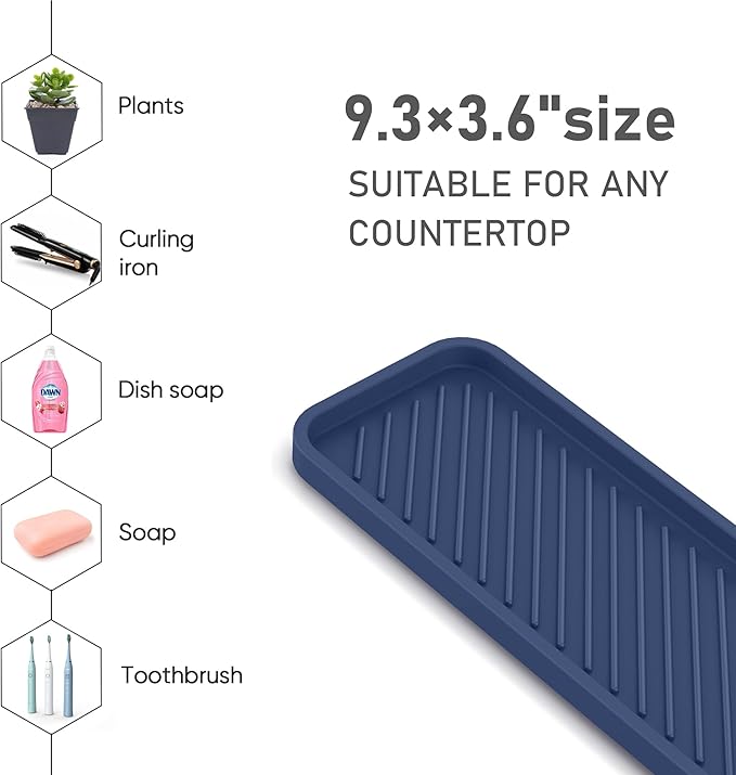 EG-SIPRO Silicone Sponge Holder, Kitchen Sink Organizer Tray, Sponge Caddy for Bathroom Counter, Dish Soap Holder, Scouring Pad Holder