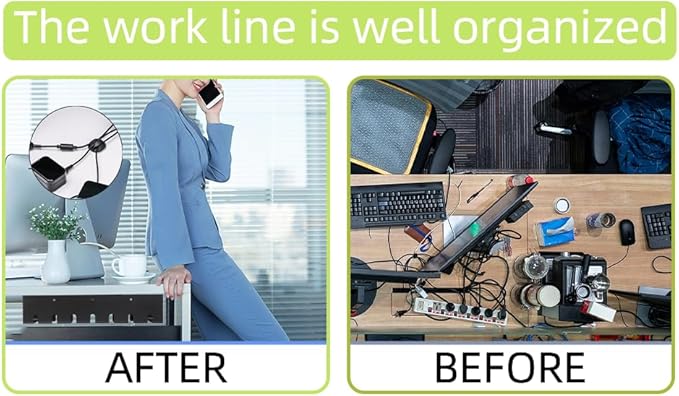 Gembirov Metal Cable Management Under Desk for Office and Home, Cable Hider, Cord Organizer,Screw Installation Cord Organizer for Desk, with Various Accessories (Black 1 Pack)