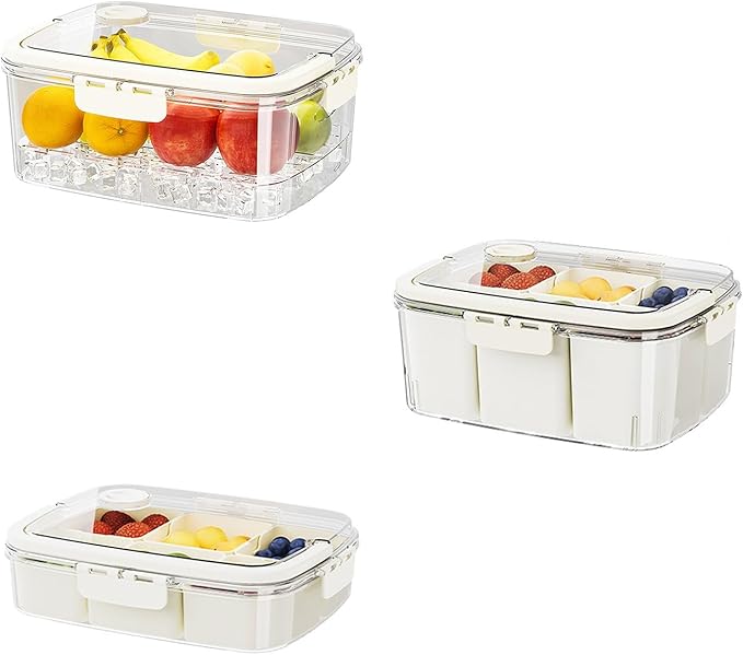 Fridge Storage Box Set with Handles Sturdy Clear Fridge with Lid Stackable Organizers for Kitchen Food Containers