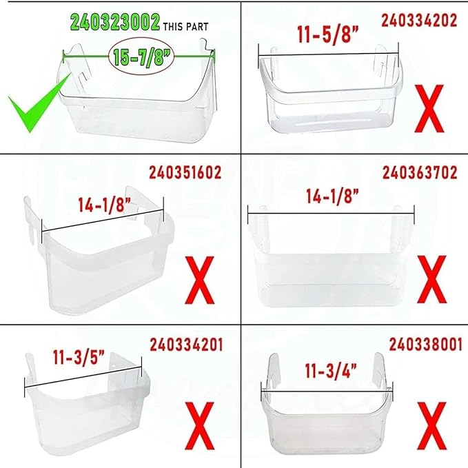 240323002 Door Bin Shelf - for Frigidaire Refrigerator Door shelves - Fridge door condiments beverages organizer - Refrigerator door Shelf - Fridge transparent plastic shelves Bin - W 15-7/8 in