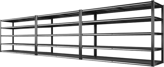 REIBII 78" H Storage Shelves, Garage Shelving Heavy Duty Load 3000LBS, Adjustable Garage Shelving, 5 Tier Metal Shelves Unit for Storage Rack, Basement, 55" W x 26" D x 78" H, Black, 3 Pack