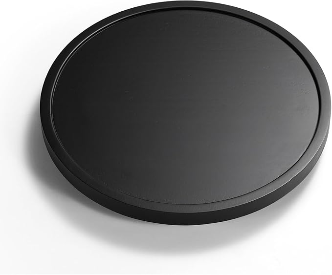 LAMU 10'' Wood Lazy Susan Organizer Turntable for Cabinet, Lazy Susan for Table Top, Pantry, Kitchen, Bathroom, Countertop, Rotating Spice Organizer, Vanity Decor Tray, Pine Wood, Black