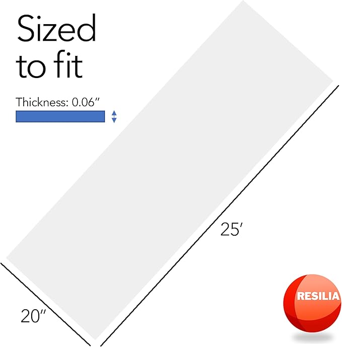 RESILIA Closet Shelf Liner for Wire Shelving – 20" Wide x 25' Long Heavy Duty Waterproof Liners, Clear PVC Covers for Kitchen Pantry, Bathroom Closet, & Cabinet Storage, Made in The USA