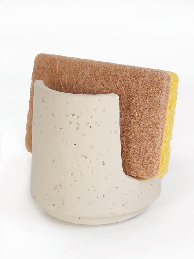 Concrete Sponge Holder for Kitchen Sink Counter,Kitchen Dish Rack,Sponge Caddy for Sink Countertop Organizer and Elegant Decor,Waterproof/Heavy (Light Beige)