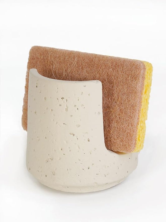 Concrete Sponge Holder for Kitchen Sink Counter,Kitchen Dish Rack,Sponge Caddy for Sink Countertop Organizer and Elegant Decor,Waterproof/Heavy (Light Beige)