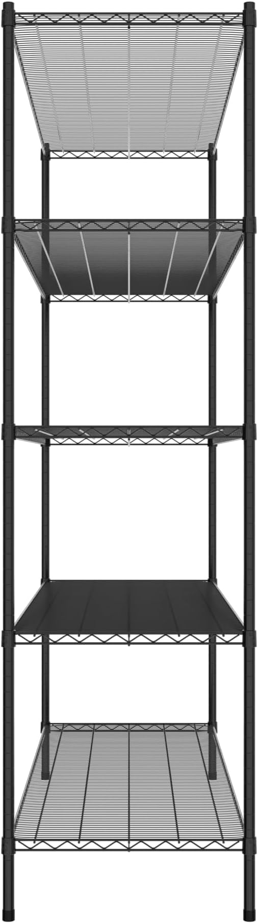 Commercial NSF Listed Black Epoxy Stationary Wire Shelving Kit 24" x 72" x 86", with 5 Shelves Perfect for Warehouse, Walk-in Refrigerator, Freezer, Grocery Store, Restaurant, Dishroom