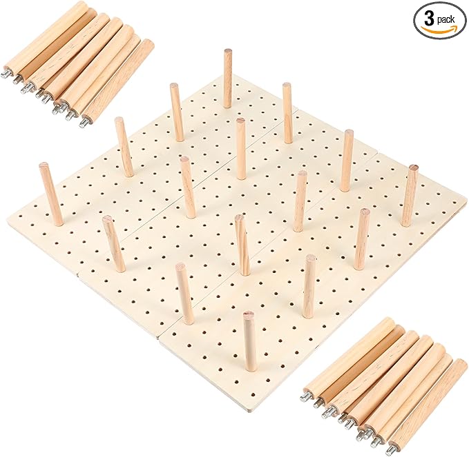3-Pack Wood Pegboard Drawer Organizer with 24 Adjustable Pegs – Customizable Kitchen Drawer Plate & Utensil Organizer, Natural Wood