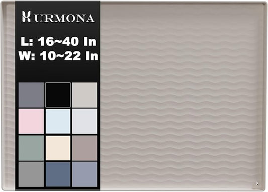 URMONA 19'' x 12'' Waterproof Silicone Under Sink Mat Cabinet and Counter Protector, Shelf Liner for Kitchen and Bathroom, Storage and Organizers, Litter Mat, Pet Cat Puppy Essentials（White Sand）