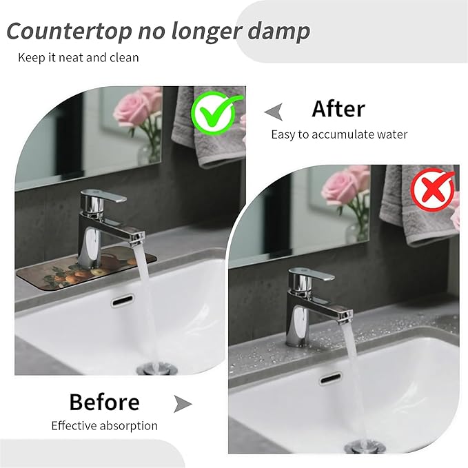 Kitchen Sink Splash Guard，apples and oranges Faucet Mat Sink Gadgets-Super Absorbent Fast Drying Mat Drip Catcher for Kitchen, Bathroom,Sink Mat, Dish Drying Mat, Bathroom(15" X 5.5" )