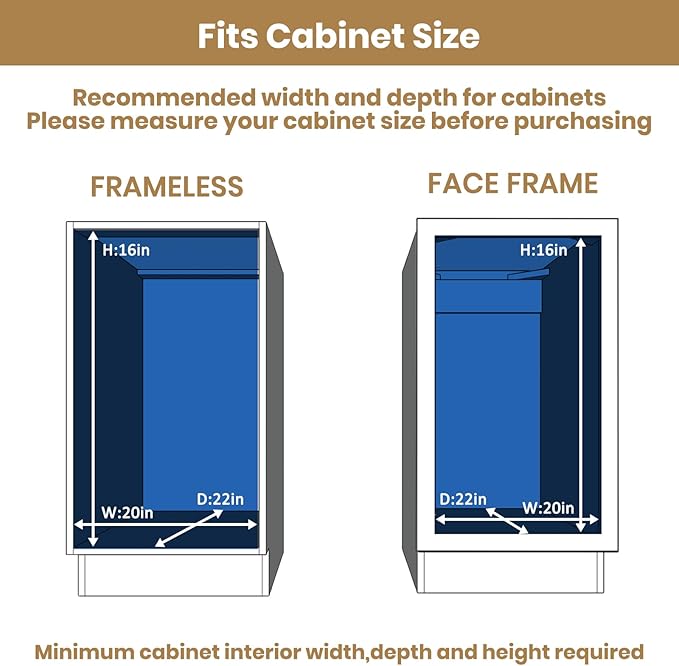 ROOMTEC 3 Tier Pull Out Cabinet Organizer, Heavy-Duty Pull Out Drawer, Slide Out Wood Shelf for Cabinets, Base Cabinet Organization for Pantry, Bathroom (19½"Wx21 D)