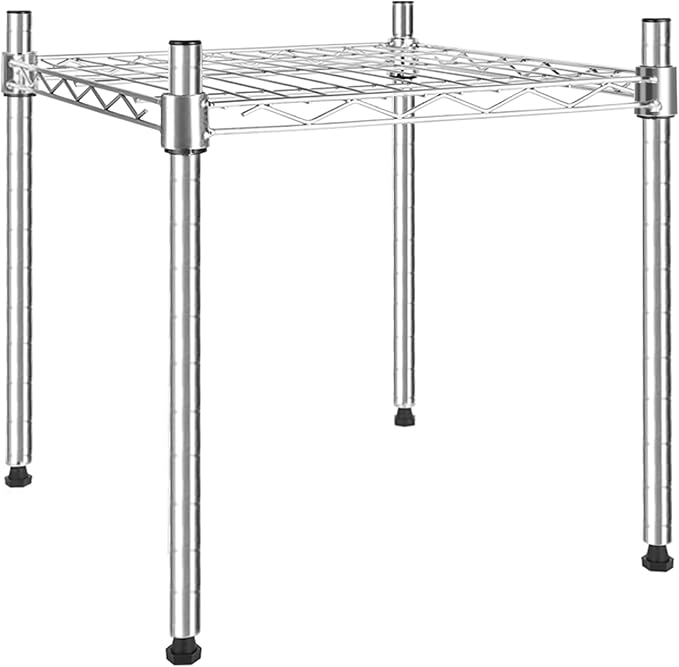 Simple Deluxe 1-Tier Shelving Unit, 15" W x 13.8" D x 15" H Wire Metal Stackable Storage, Chrome