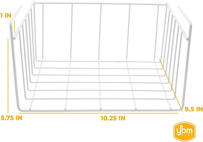 YBM HOME Under Shelf Wire Basket Storage Organizer for Kitchen Pantry - Hanging Storage Cabinet Organizer Rack Adds Extra Space Underside the Shelf (20, Small)