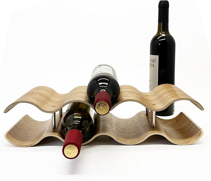 Wine Racks Countertop, 2-Tier Wooden Wine Rack Inserts for Cabinet, Bottle Holder Stand, 7 Bottles Freestanding Wine Storage Cabinet Shelf Organizer for Home Décor, Bar and Pantry