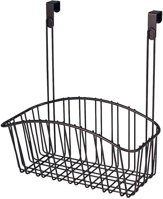 Spectrum Contempo Arched Over the Door Cabinet Organizer Storage Basket for Kitchen Bathroom Under Sink Storage, Fits Most Cabinet Doors Heavy Duty Steel Wire Hanging Basket Kitchen Organizer, Bronze