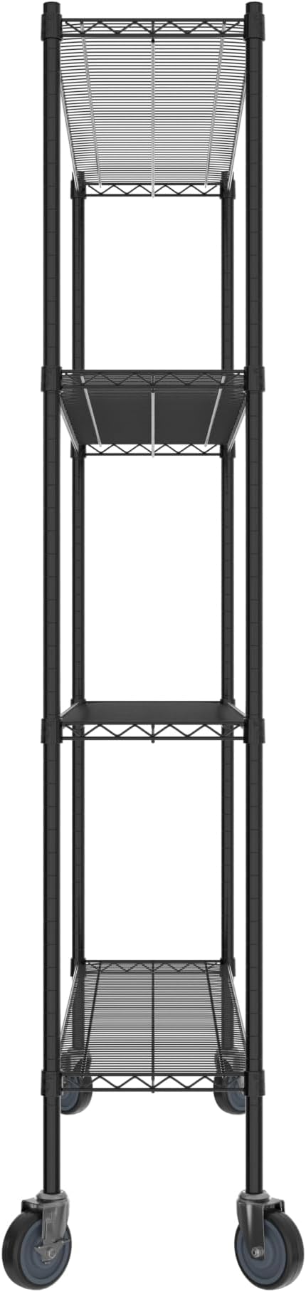 Commercial NSF Listed Black Epoxy Mobile Wire Shelving Kit 14" x 54" x 80", with 4 Shelves Perfect for Warehouse, Walk-in Refrigerator, Freezer, Grocery Store, Restaurant, Dishroom