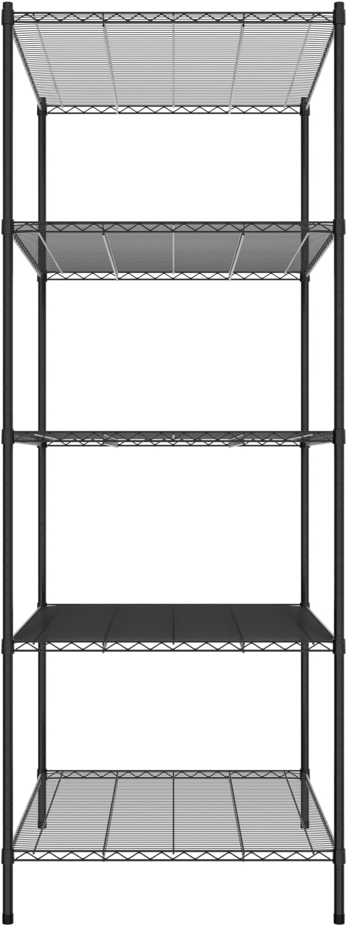 Commercial NSF Listed Black Epoxy Stationary Wire Shelving Kit 36" x 48" x 96", with 5 Shelves Perfect for Warehouse, Walk-in Refrigerator, Freezer, Grocery Store, Restaurant, Dishroom