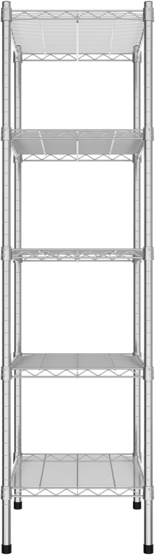 Commercial NSF Listed Chrome Stationary Wire Shelving Kit 18" x 24" x 64", with 5 Shelves Perfect for Warehouse, Walk-in Refrigerator, Freezer, Grocery Store, Restaurant, Dishroom