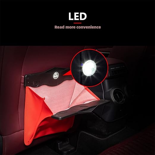 Car Leather Trash Bag Smart LED Waterproof Organizer Storage Garbage Can (Caki)