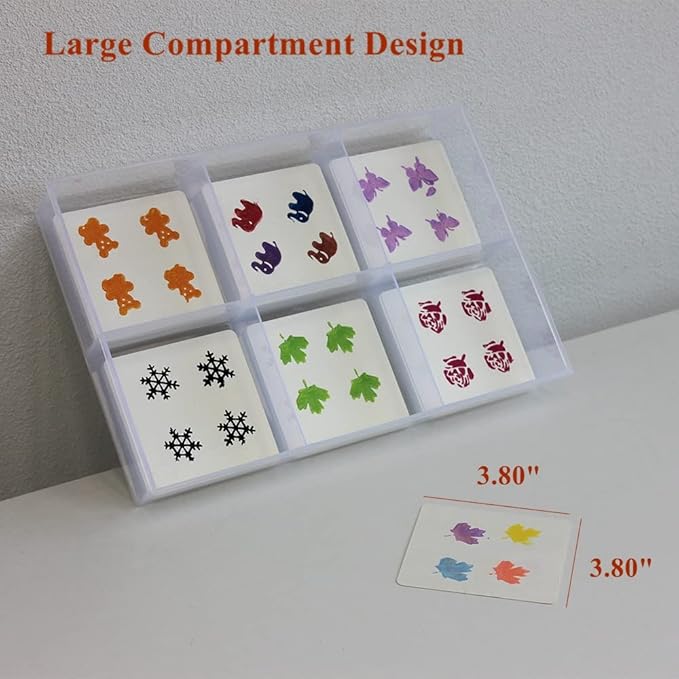 BangQiao 2 Pack Fixed 6 Grids Clear Plastic Organizer Sorting Tray with Large Compartment, Transparent Storage Divider Box Container Case for Hardware, Craft, Sewing Kit, Office Supplies, Small Parts