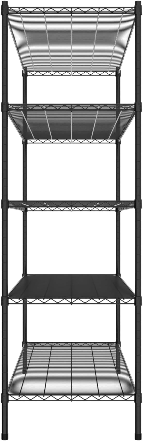 Commercial NSF Listed Black Epoxy Stationary Wire Shelving Kit 24" x 60" x 74", with 5 Shelves Perfect for Warehouse, Walk-in Refrigerator, Freezer, Grocery Store, Restaurant, Dishroom