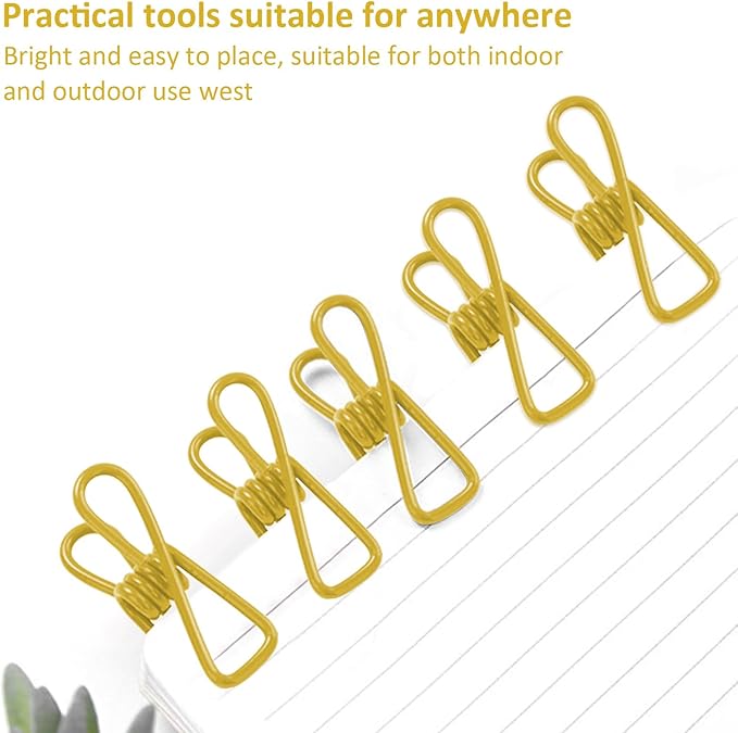 Multipurpose Metal Bag Clips - 2 Inch Colorful Sealer for Sealing Food, Paper Holder, Clothesline Clip for Laundry Hanging, Kitchen Bags (Yellow, 36PCS)