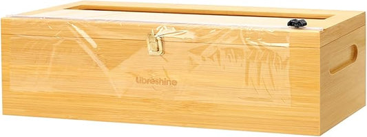24" Bamboo Paper Roll Dispenser with Sliding Cutter & Roller – Fits Butcher, Kraft, Freezer Paper, Foil & Plastic Wrap – Heavy-Duty Kitchen & Restaurant Organizer