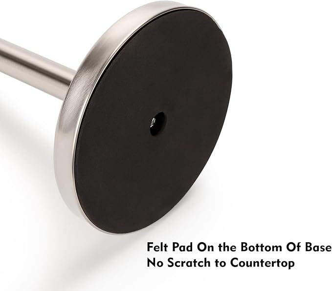 Paper Towel Holder Countertop, Standing Paper Towel Roll Holder for Kitchen Bathroom, with Weighted Base for One-Handed Operation (Stainless Steel Base, Brushed Nickel)