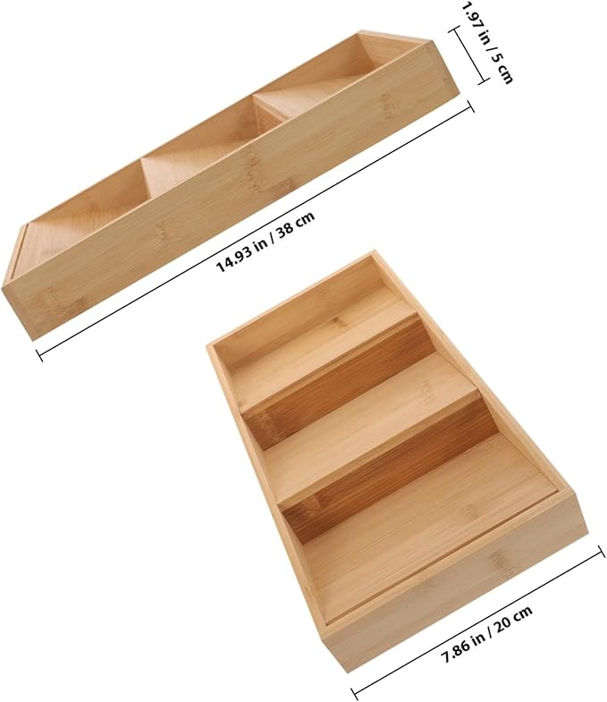 Spice Rack Organizer 3-Tier Kitchen Countertop Seasoning Organizer with Drawer Storage Box for Spice Containers and Kitchen Utensils