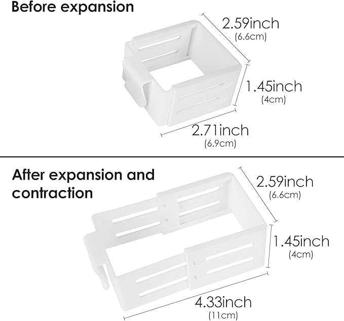 5 Pack Adjustable Drawer Dividers for Fridge Side Organizer, Retractable Refrigerator Door Case with Snap-On, Plastic Fridge Accessories for Sorting Drawer and Storage (White)