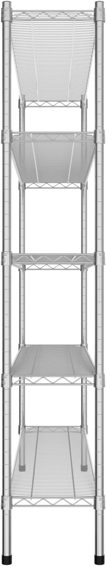 Commercial NSF Listed Chrome Stationary Wire Shelving Kit 12" x 60" x 64", with 5 Shelves Perfect for Warehouse, Walk-in Refrigerator, Freezer, Grocery Store, Restaurant, Dishroom