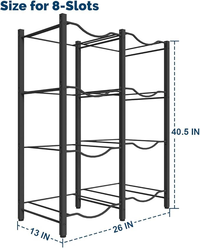 Mocomax 5 Gallon Water Jug Rack - Detachable Bottle Holder for 8, 4 Tier Heavy Duty Cooler Rack - Organizer for Kitchen, Office, Living Room, Black