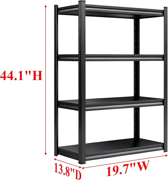 Pantry Organizers and Storage Metal Shelving, 4 Tier Adjustable Bakers Rack with Storage Pantry Shelf, 2400 Lbs Industrial Corner Shelf Cube Organizer Kitchen Shelves, 19.7" W×13.8" D×44.1" H
