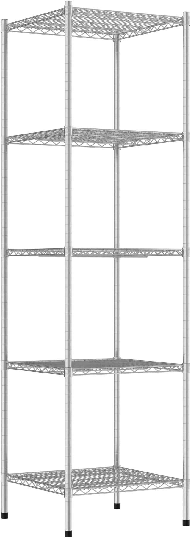 Commercial NSF Listed Chrome Stationary Wire Shelving Kit 24" x 24" x 86", with 5 Shelves Perfect for Warehouse, Walk-in Refrigerator, Freezer, Grocery Store, Restaurant, Dishroom