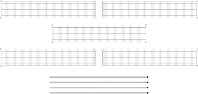 Commercial NSF Listed Chrome Stationary Wire Shelving Kit 14" x 72" x 74", with 5 Shelves Perfect for Warehouse, Walk-in Refrigerator, Freezer, Grocery Store, Restaurant, Dishroom