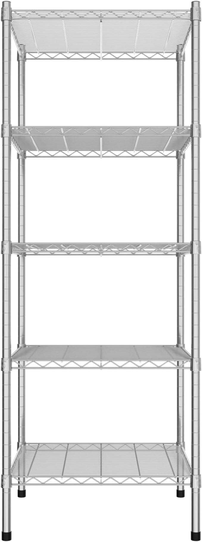 Commercial NSF Listed Chrome Stationary Wire Shelving Kit 24" x 24" x 64", with 5 Shelves Perfect for Warehouse, Walk-in Refrigerator, Freezer, Grocery Store, Restaurant, Dishroom