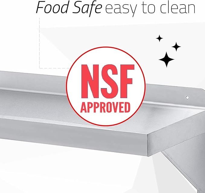 DuraSteel Stainless Steel Shelf - 36 Inch Wide x 12 Deep Commercial NSF Mounted Metal Wall Shelf Pantry Organizer Garage Storage Shelves - Rack Shelving Restaurant Kitchen Units Laundry Utility Room