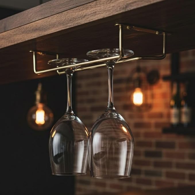 Soro Essentials Set of 2 Brass Plated 10" Glass Hangers, Rust Resistant