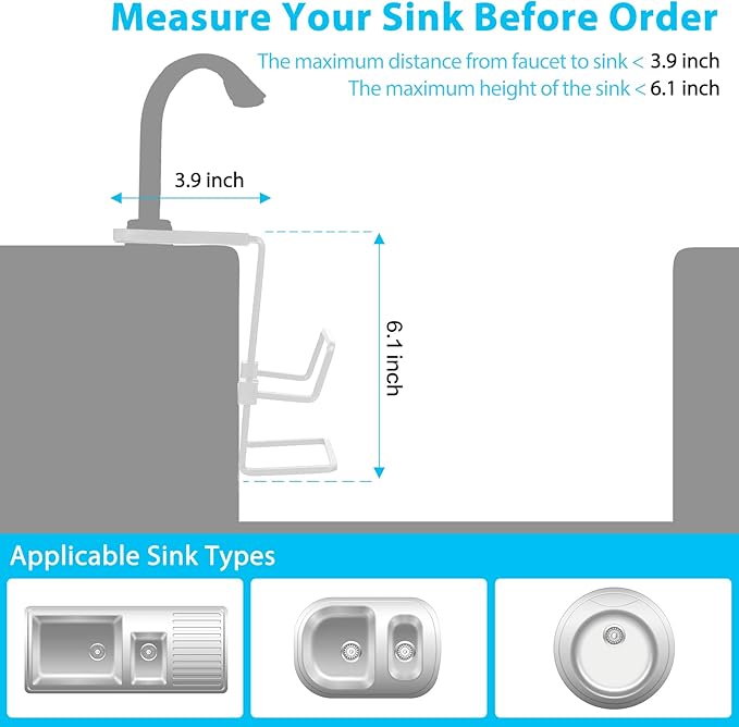 Sink Caddy Sink Sponge Holder - Faucet Rack Shower Tray - Fix Around Faucet-kitchen sponge holder for sink Organizer
