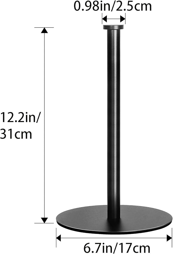 Paper Towel Holder Countertop, OBODING, Black Kitchen Paper Towel Holder Stand for Kitchen and Bathroom Organization and Storage, Paper Towel Holders for Standard and Large Size Rolls (Black)