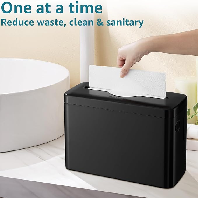 Multifold Paper Towel Dispenser Countertop, Heavy Duty Wide-Design, 300-Sheet Large Capacity Black Paper Towel Holder, Compatible with Tork, AmazonCommercial, Kleenex, Scott, Pacific Multifold Towels