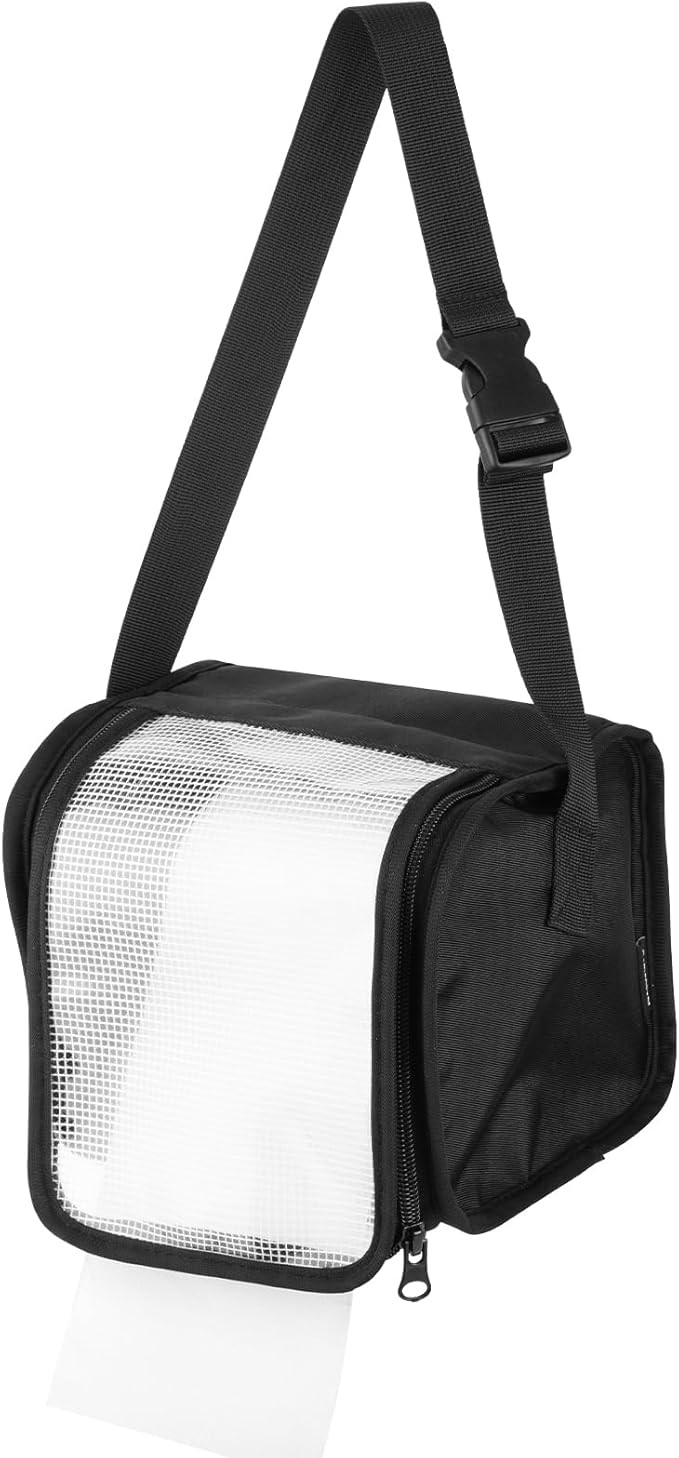 Toilet Paper Towel Holder, Hanging Paper Towel Dispenser with Transparent Cover, Easy to Tear Papers Waterproof Papers Towels Holder for Washroom Organization and Storage (Toilet Paper-Black)