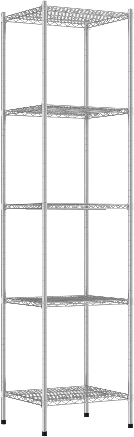 Commercial NSF Listed Chrome Stationary Wire Shelving Kit 21" x 24" x 96", with 5 Shelves Perfect for Warehouse, Walk-in Refrigerator, Freezer, Grocery Store, Restaurant, Dishroom