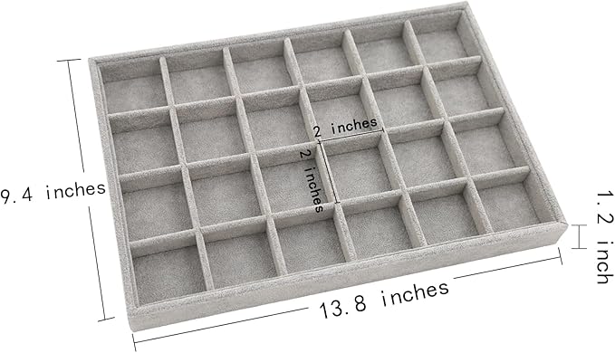 Stratalife Earring Organizer Stackable Jewelry Tray Removable Display Tray Organizer for Jewelry Necklace Earring Drawer Insert 24 Grid Grey