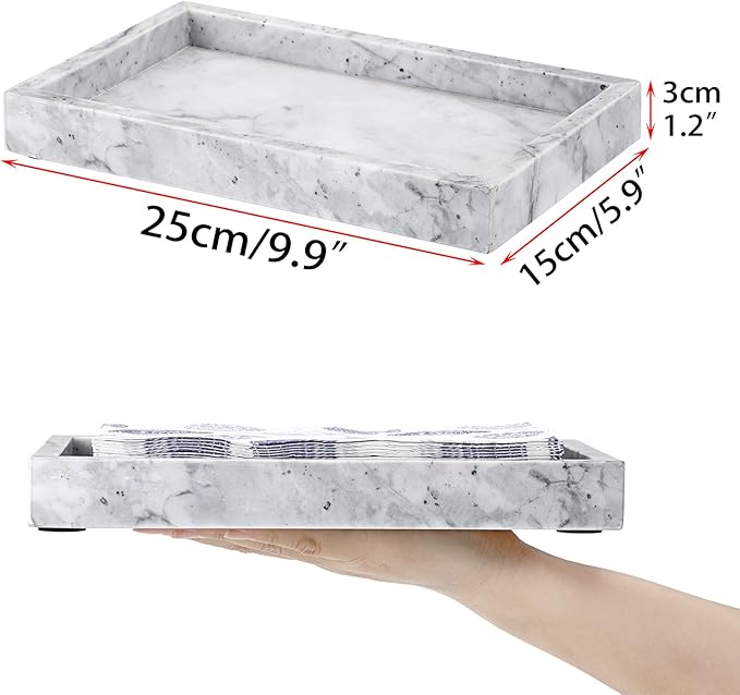 Sumnacon Bathroom Napkin Holder Countertop Stylish Napkin Holders for Paper Napkins Hand Towels Bathrooms Guest Towel Holder Marble Flat Napkin Holder for Vanity Back of Toilet Dining Table Kitchen