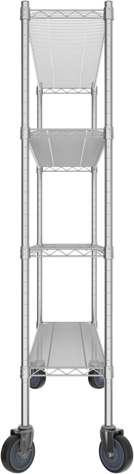 Commercial NSF Listed Chrome Mobile Wire Shelving Kit 12" x 60" x 60", with 4 Shelves Perfect for Warehouse, Walk-in Refrigerator, Freezer, Grocery Store, Restaurant, Dishroom