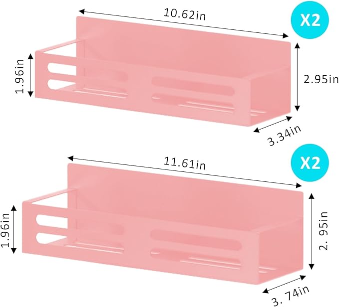 Roysili Magnetic Spice Rack for Refrigerator, Metal Spice Rack Organizer, Magnetic Shelf for Fridge 4Pack Pink