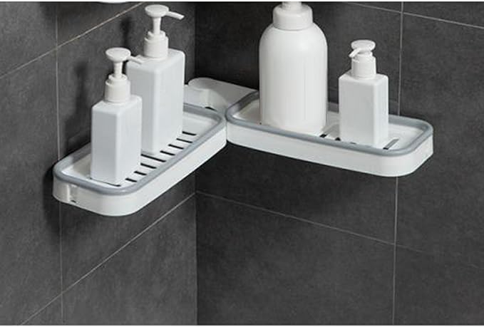 Hapivida Bathroom Corner Shelf, Foldable Rotatable Wall Mounted Storage Rack Organizer with Drainage for Shower Kitchen Sink Bathroom Family RV Compact Space
