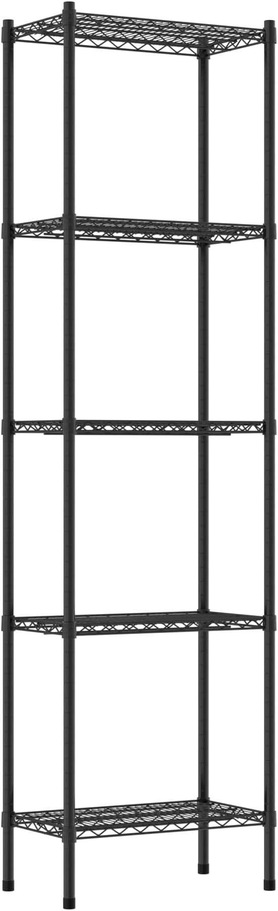 Commercial NSF Listed Black Epoxy Stationary Wire Shelving Kit 14" x 24" x 86", with 5 Shelves Perfect for Warehouse, Walk-in Refrigerator, Freezer, Grocery Store, Restaurant, Dishroom
