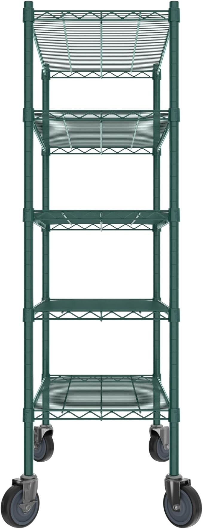 Commercial NSF Listed Green Epoxy Mobile Wire Shelving Kit 18" x 36" x 60", with 5 Shelves Perfect for Warehouse, Walk-in Refrigerator, Freezer, Grocery Store, Restaurant, Dishroom